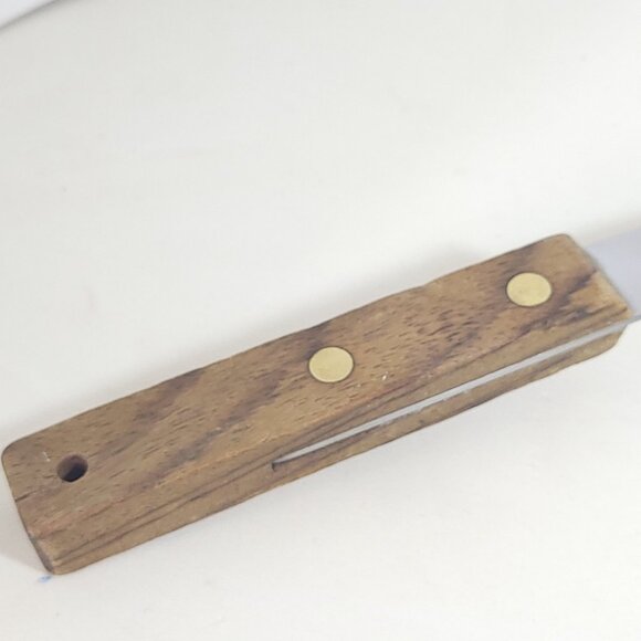 Solid Vintage Vernco Ice Cream Spoon Scoop Shovel Wooden Handle Brass Rivets - Picture 5 of 9